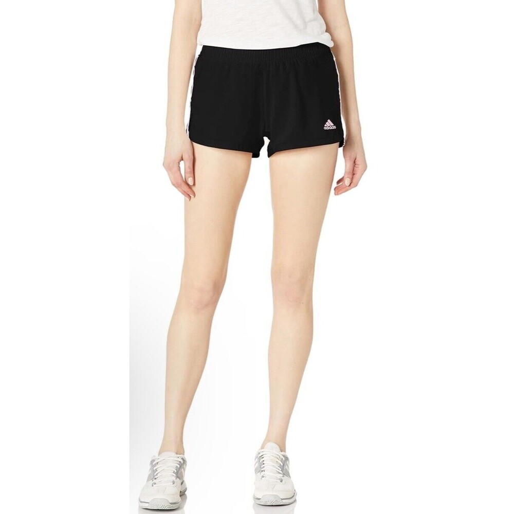 adidas Women's Pacer 3-stripes Woven Shorts - Black/ Clear Pink XL New With Tags